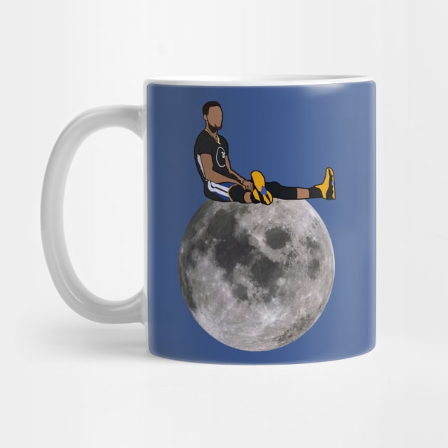 Steph Curry Sitting on the Moon - Golden State Warriors by xavierjfong